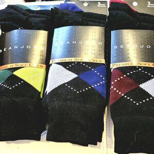 NWT 3 Pairs Men Socks Dress Sean John Premium Black & Red, Blue, or Green SJD026